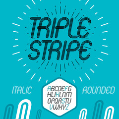 Fototapete - Vector cool capital alphabet letters collection. Retro rounded type font, script from a to z best for use in logotype creation.