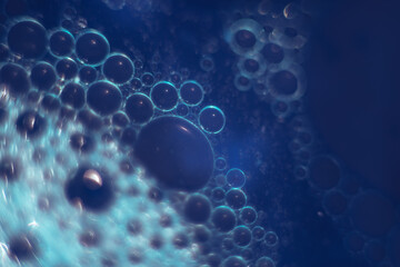 Aufkleber - Beautiful abstract blue bubbles background pattern texture for design . Macro view.