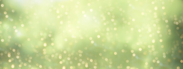 Wall Mural - golden green bokeh background. holiday festive background.abstract christmas new year banner