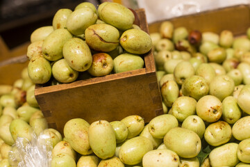 fresh jujube fruits, chinese herbal medicine background.