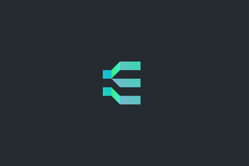 Minimal Geometrical Abstract Letter E Dark Background Logo Template