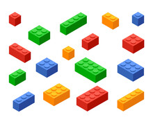 Block Toy Brick Building Icon. Isometric Vector Brick Toy Plastic Set Cube