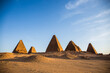 Pyramids in Sudan at daylight with clouds