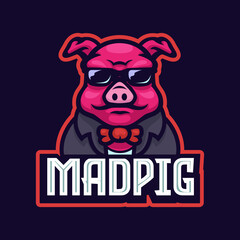 Wall Mural - Mad pig team e-sport mascot logo emblem