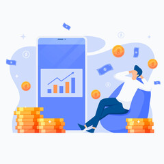 Wall Mural - Flat illustration of passive income. This design can be used for websites, landing pages, UI, mobile applications, posters, banners