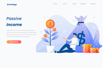 Wall Mural - Passive income illustration landing page concept. This design can be used for websites, landing pages, UI, mobile applications, posters, banners