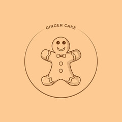 Poster - Ginger Cake Vector Illustration. Christmas Cookie Icon Design. Food Pastry Logo Conceptual