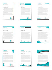 Letterhead modern design template and mockup minimalist style vector bundle. set design for business or letter layout, brochure, template, newsletter, document or presentation and other.