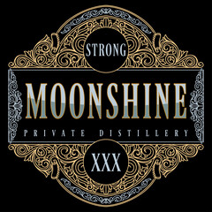 Moonshine vintage decorative ornate label design