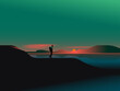 © Cesar Santillán - Illustration of man walking on mountain during sunset