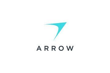 Poster - Right Arrow Up Logo. Blue Geometric Arrow Shape isolated on White Background. Usable for Business and Technology Logos. Flat Vector Logo Design Template Element.