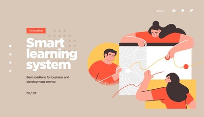 Poster - online education modern flat design isometric concept. landing page template. vector illustration fo