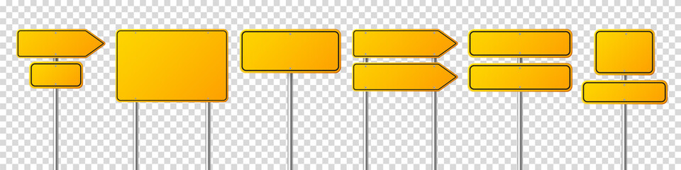 Wall Mural - road traffic signs set. blank board with place for text. mockup. isolated information sign. directio