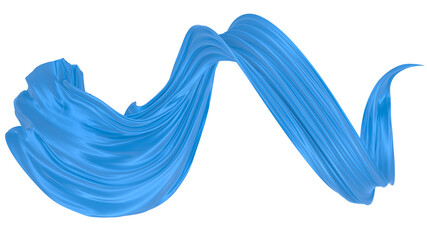 Wall Mural - Beautiful flowing fabric of blue wavy silk or satin. 3d rendering image.