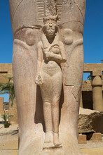 Statue Of Nefetari, At Base Of Statue Of Ramses II, Great Court, Karnak Temple Complex, Luxor, Thebes