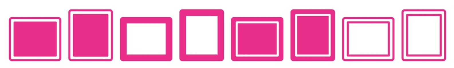 Wall Mural - Frame Icon Pink | Frames Illustration | Rectangle Symbol | Label Emblem Logo Box | Button Sign | Isolated | Variations