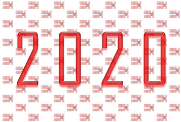 new year two thousand and twentieth year 2020, text numbers from red font with a transparent effect 