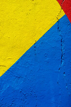 Detail Of A Yellow, Blue And Red Wall In Caminito Street, Buenos Aires