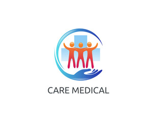 Poster - Care medical partner logo design illustration.