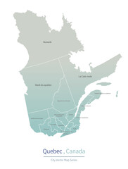 Poster - Quebec Map. a major city in the Canada.