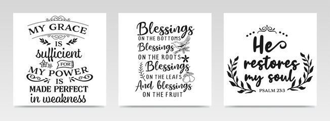 Wall Mural - Christian quotes letter typography set illustration.