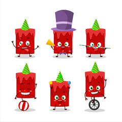 Sticker - Cartoon character of red candle with various circus shows