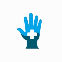 Sticker - gloves icon with medical symbol