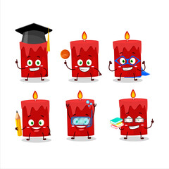 Canvas Print - School student of red candle cartoon character with various expressions