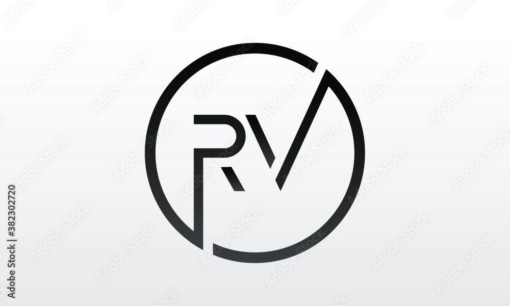 Initial rv letter logo with creative modern business typography vector ...