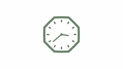 Green gray counting down 12 hours clock icon on white background,clock icon
