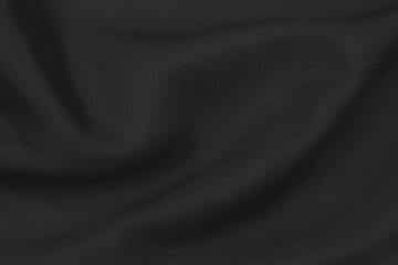 Smooth elegant black silk fabric or satin luxury cloth texture can use as wedding background. for drapery luxurious abstract design