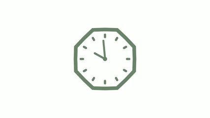 Green gray counting down clock icon on white background,clock icon