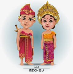 Vector illustration, traditional Balinese dress.