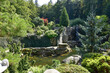 © kasiaczn - Beautiful Japanese garden visited on a sunny summer day, water, rocks, waterfalls, plants, trees and landscaping.