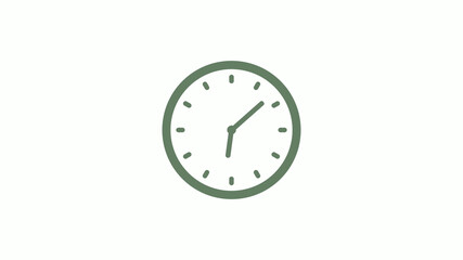 Green gray circle 12 hours clock icon on white background,clock icon,clock icon with trick