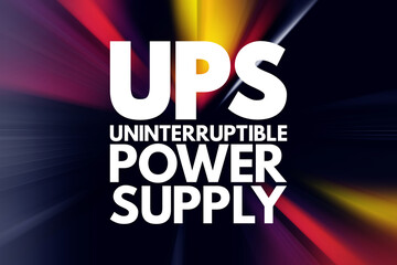 Poster - ups - uninterruptible power supply acronym, technology concept background