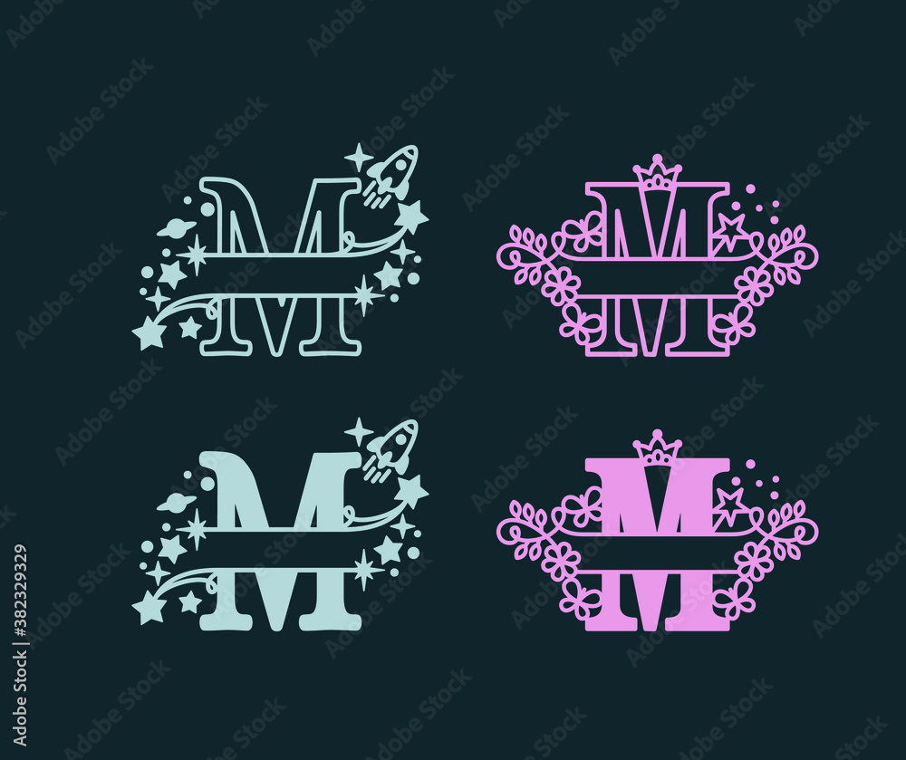 Alphabet Split Monograms. Baby name monogram. Split Letter Monogram ...