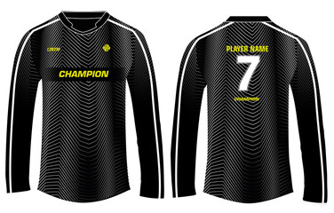 Sports long sleeve t-shirt jersey design template, mock up uniform kit with front and back view