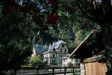 typical house mountain in Gressoney-Saint-Jean, Valle d'Aosta region, Italy.