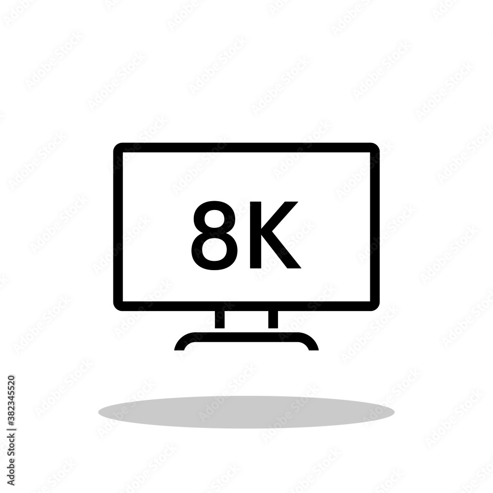 8K resolution icon in trendy flat style. 8K symbol for your web site ...