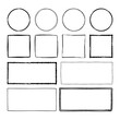 © anatartan - Hand drawn pencil frames. Rectangle, squared, circle borders. Vector illustration.