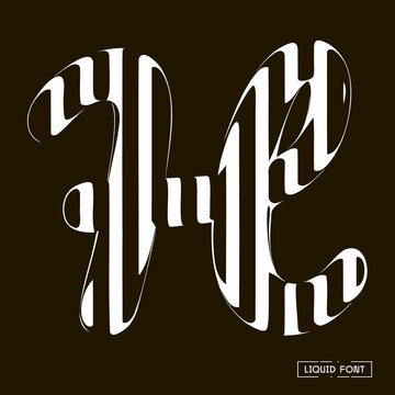 H letter formed by parallel lines. A letter made of glass through which lines are visible that are distorted.