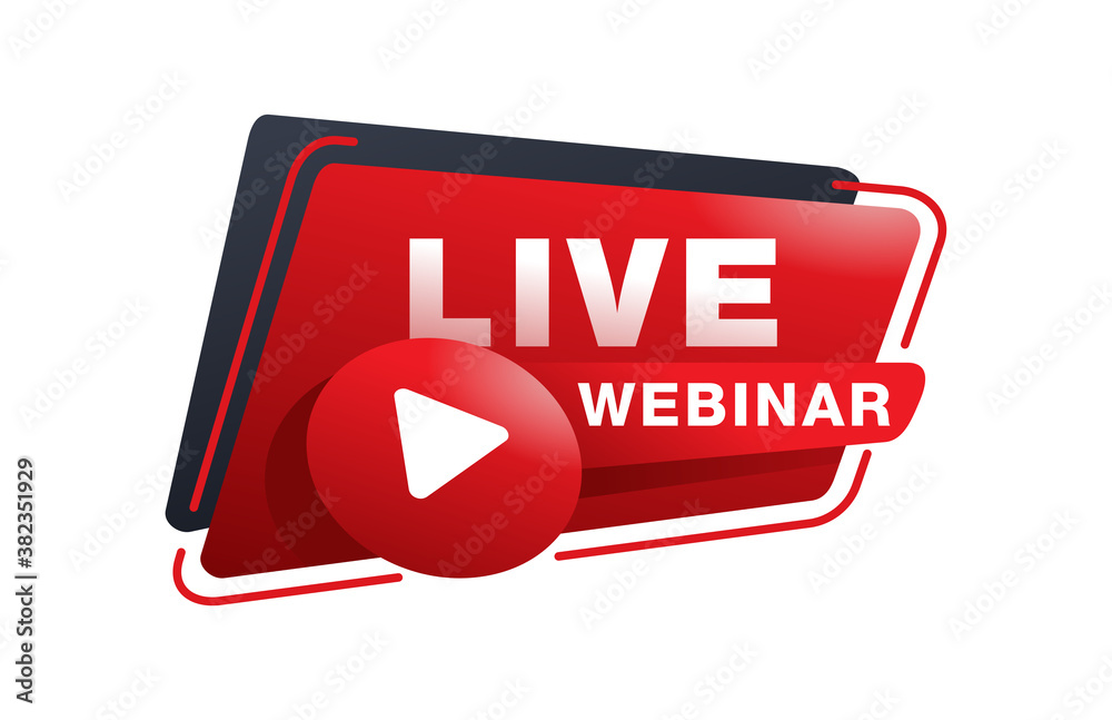 Webinar Frame Live webinar button or banner element in 3D style - catchy base frame ...