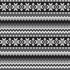 Black and White Christmas Fair Isle Seamless Pattern Background