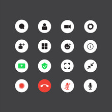 Set Of The Video Chat User Interface Icons