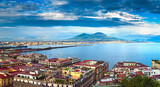 Fototapeta Uliczki - Panorama of Naples, view of the port in the Gulf of Naples and Mount Vesuvius. The province of Campania. Italy.