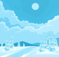 Sticker - Winter rural landscape