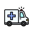 © Aranagraphics - transportation icons related ambulance with plus sign and light vectors with editable stroke,