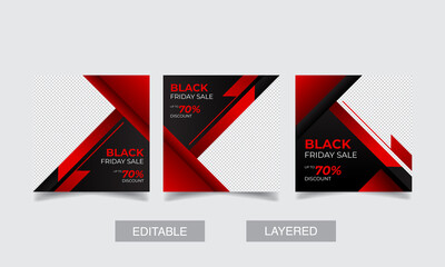 Wall Mural - black friday social media sale banner set design template, fashion social media post design