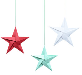 Wall Mural - Holiday paper stars haning with string